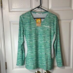 Fishware Green Striped Long Sleeve Shirt Sz M New With Tags